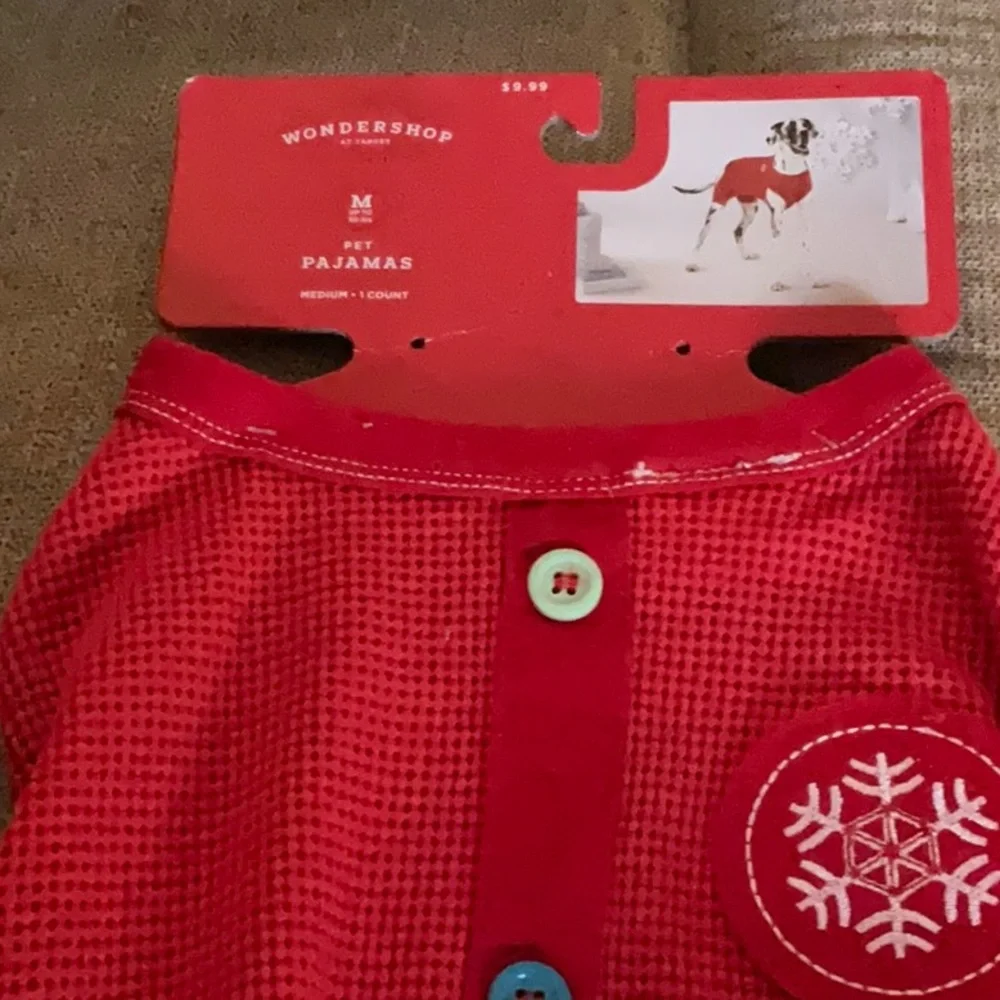 Wondershop Dog Christmas Thermal Look With Ornament Patch Outfit, size Med